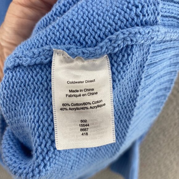 Coldwater Creek Sweater Womens Large Blue Cable Knit Stretch Pullover Everyday - Picture 6 of 10